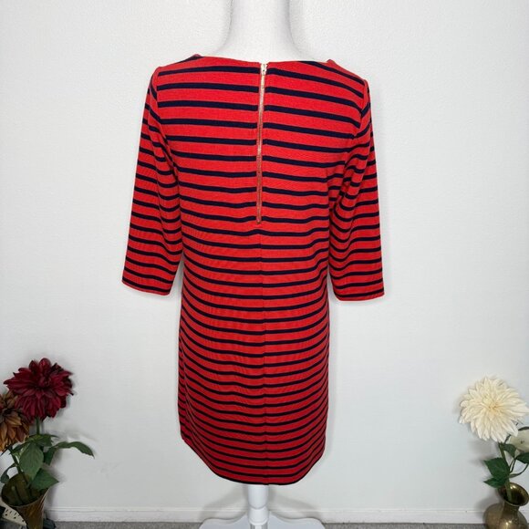 Dalia Orange & Navy Striped Dress Office Career Professional Cocktail Party - Picture 3 of 6